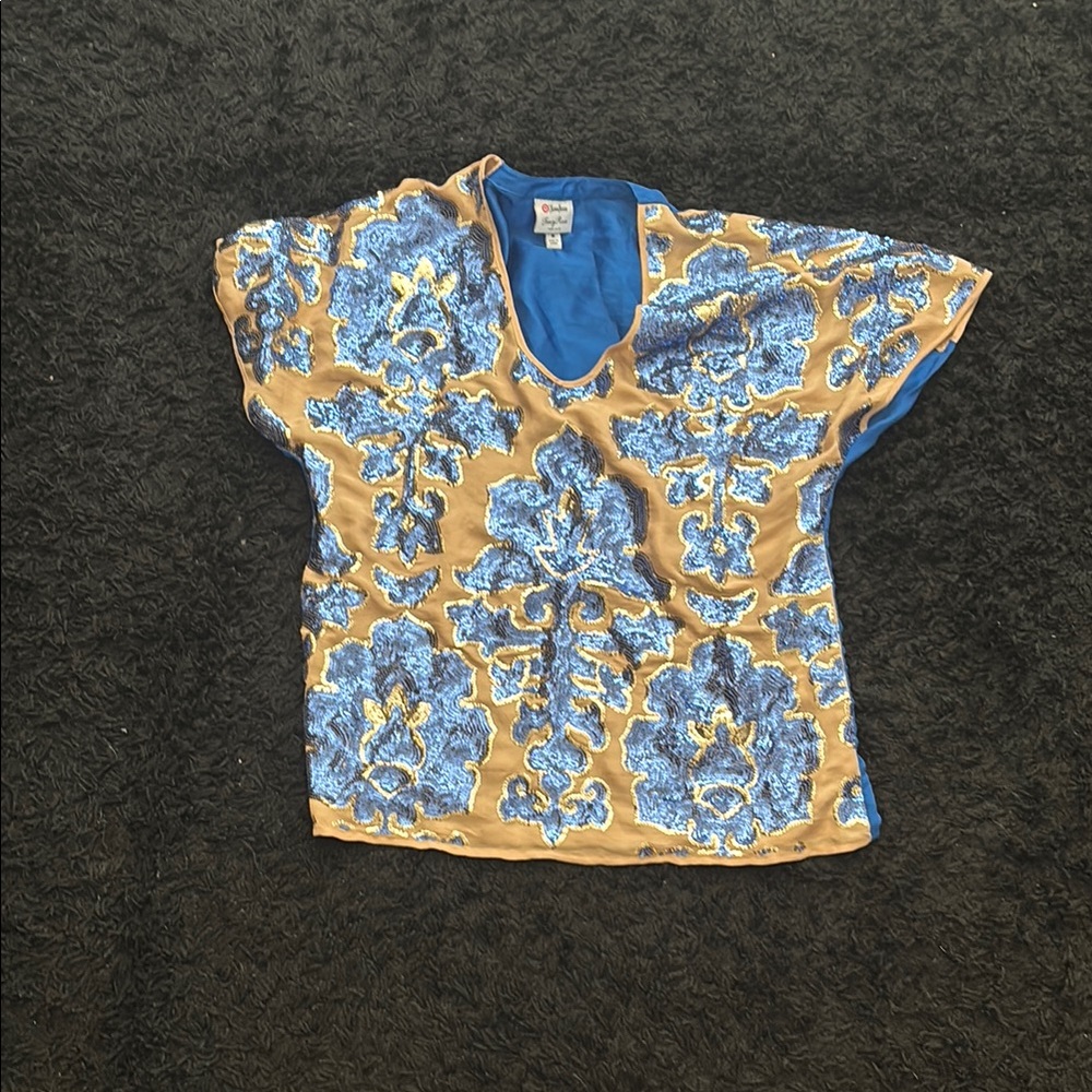Tracy Reese Blue and Tan Blouse